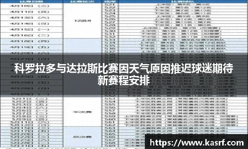 科罗拉多与达拉斯比赛因天气原因推迟球迷期待新赛程安排